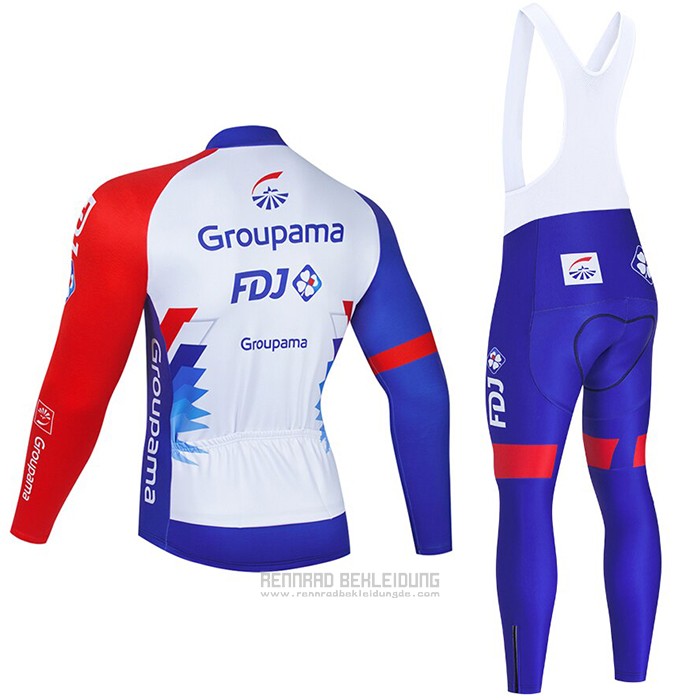 2021 Fahrradbekleidung Groupama-FDJ Blau Wei Rot Trikot Langarm und Tragerhose